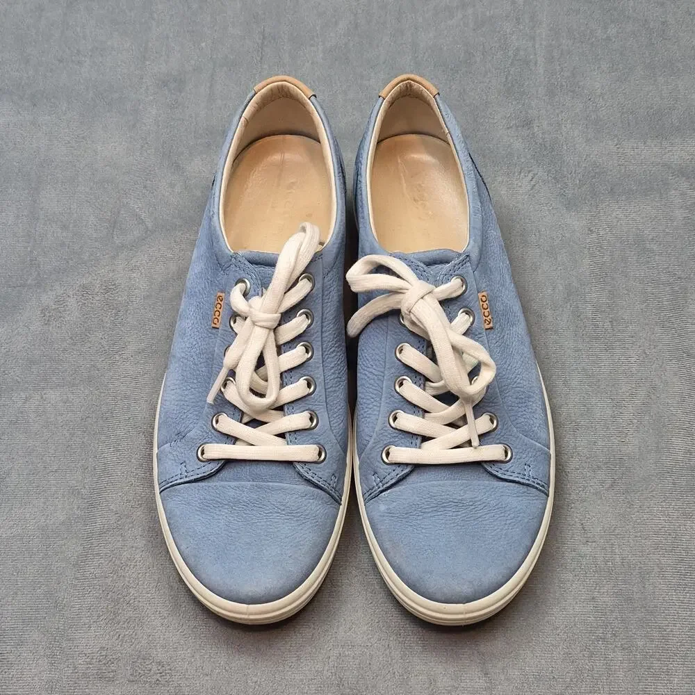 Ecco Ladies Blue Soft Suede Lace-Up Sneakers US Size 10 EU 41 Comfort Casual
